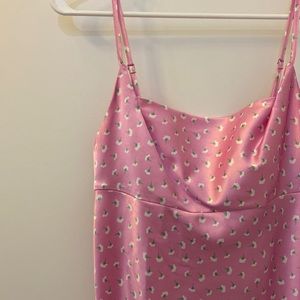 Zara pink floral patterned silky mini dress